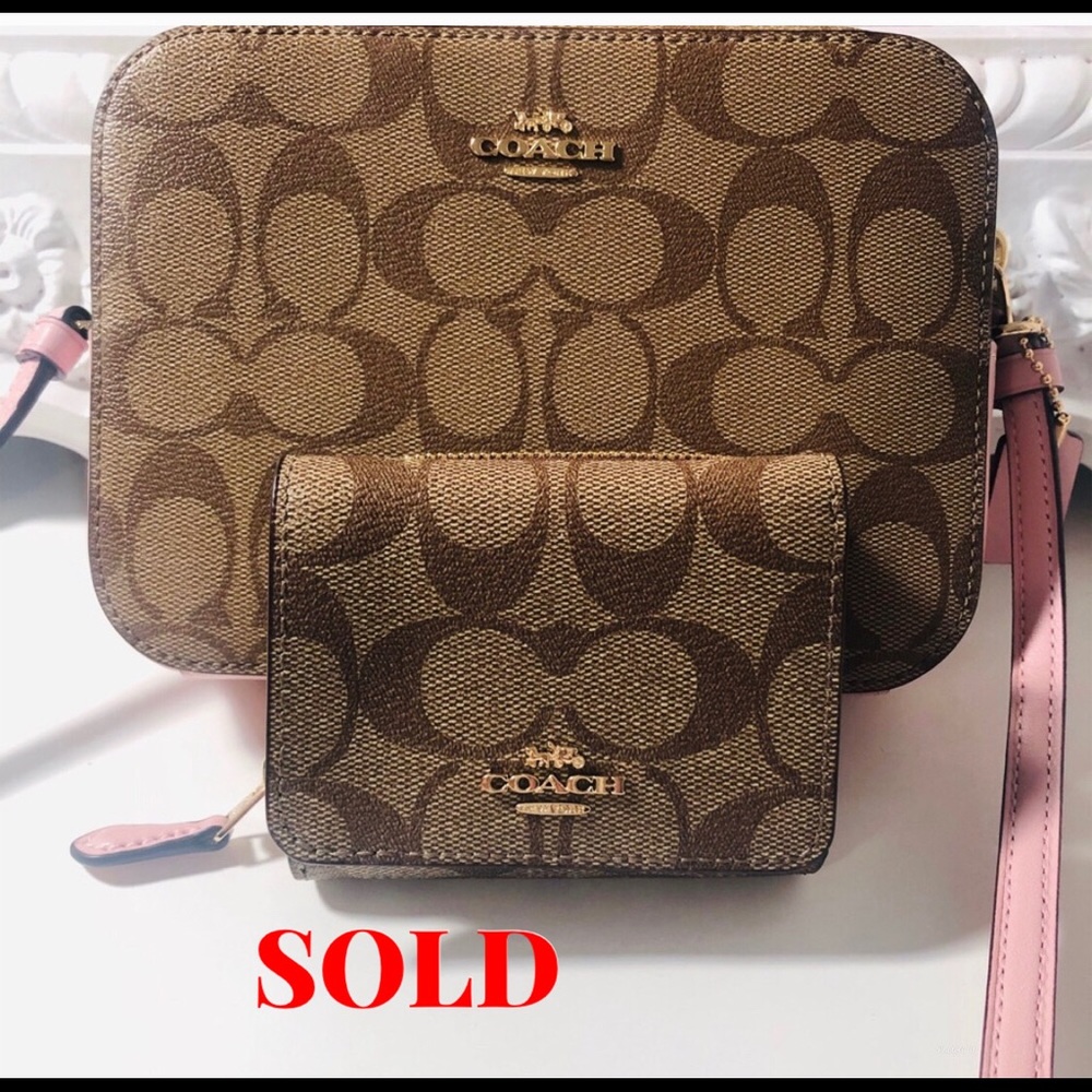 Crossbody & matching wallet khaki/ Blossom (Pink)